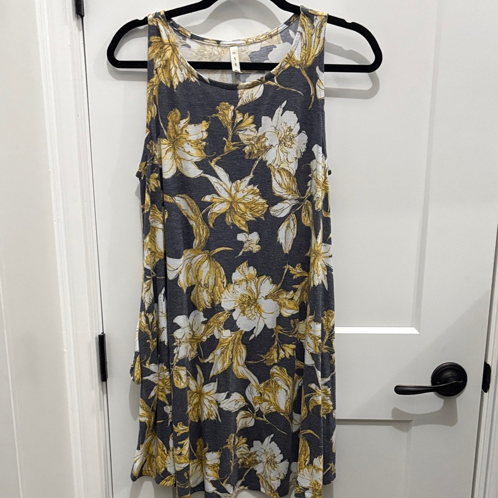 MTS Floral Mini Dress - Charcoal and Mustard
